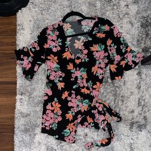 Floral Ann Taylor Wrap Blouse